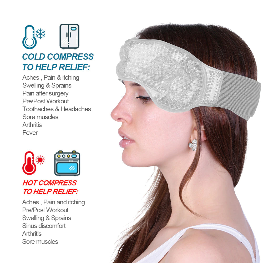 Headache Ice Pack Head Wrap for Migraine Adjustable Flexible Gel Cold Hot Compress Therapy for Fever Tension Stress Pain Relief